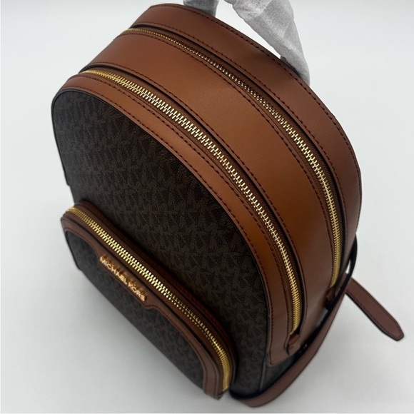 Michael Kors Medium Jaycee Zip Packet Backpack Brown/Gold - Picture 6 of 12
